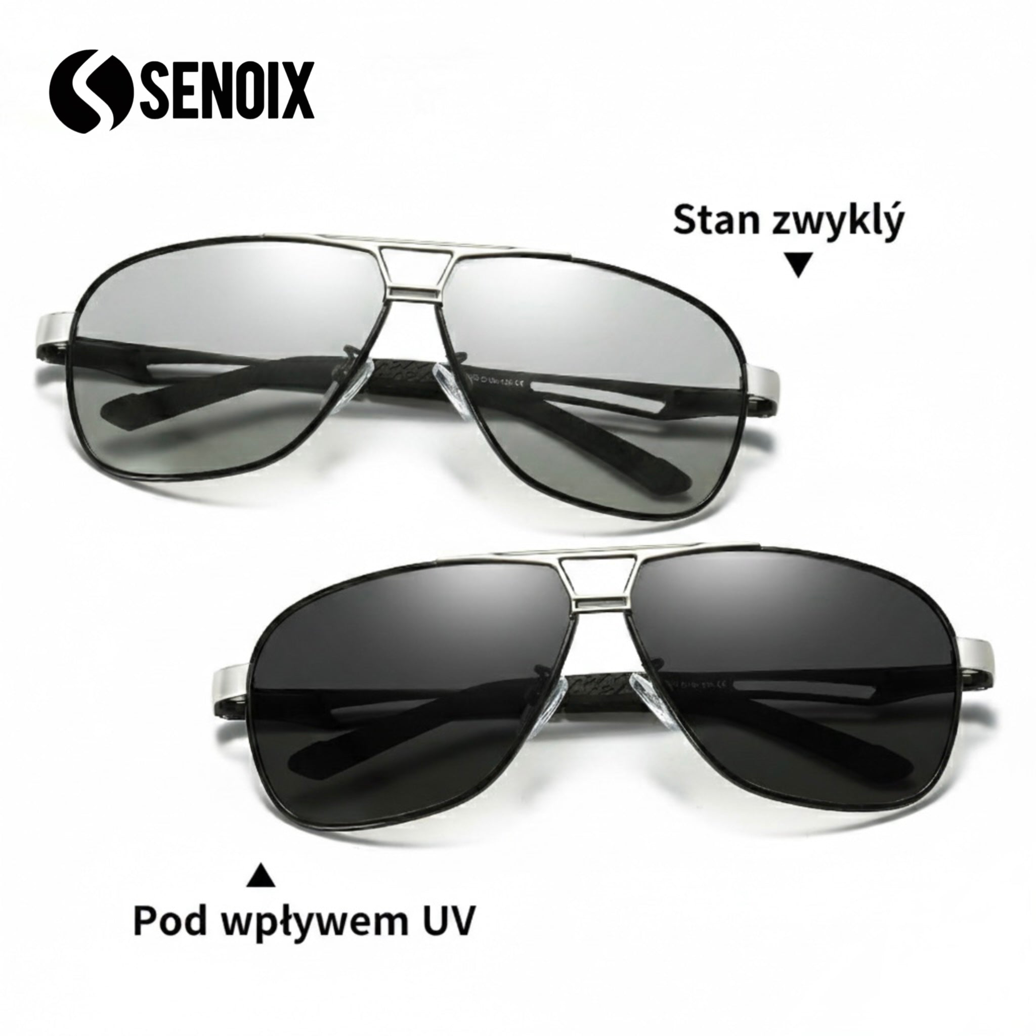 SENOIX Przeciwsłoneczne okulary fotochromowe z polaryzacją Pilotki UV400
