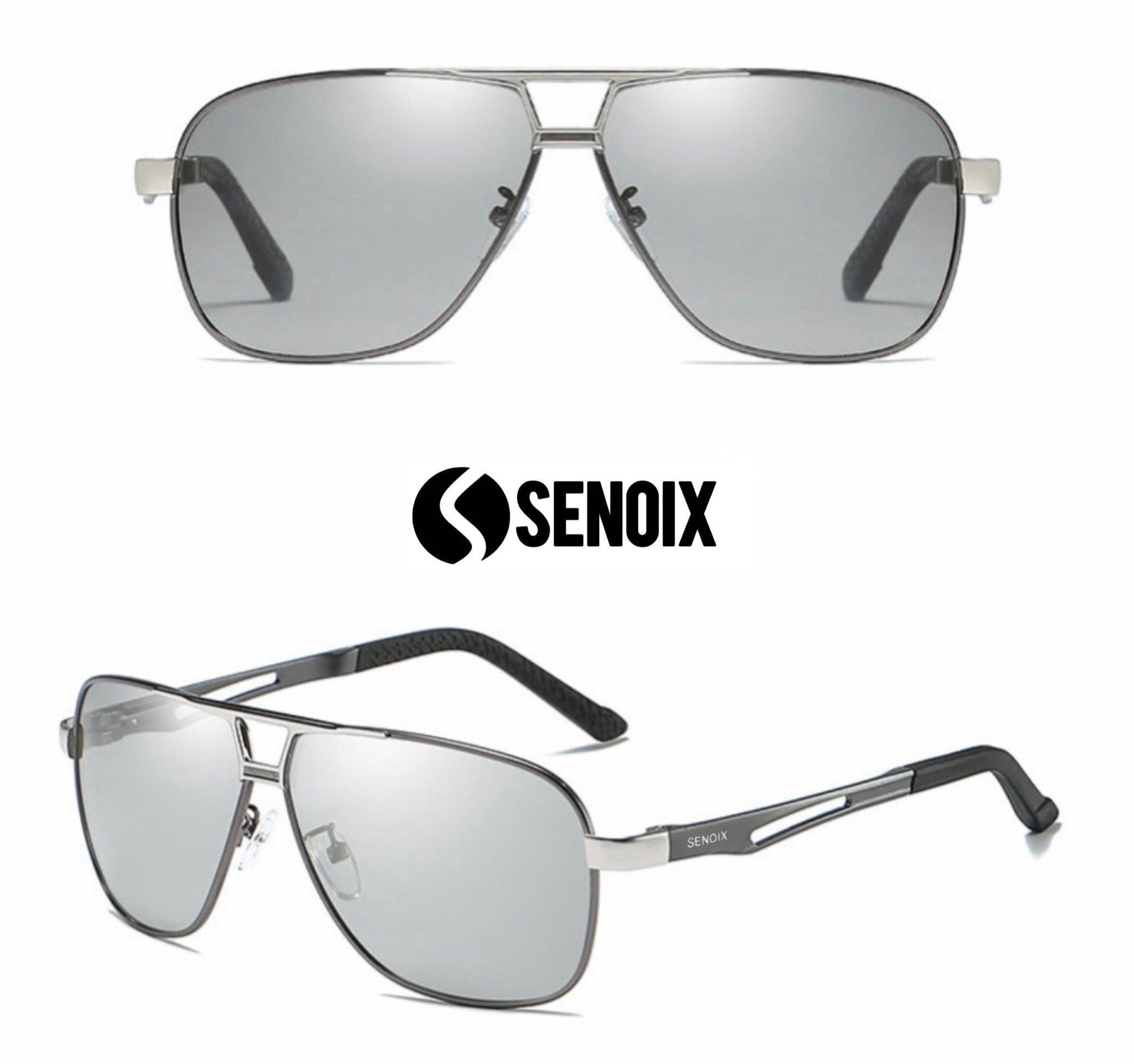 SENOIX Przeciwsłoneczne okulary fotochromowe z polaryzacją Pilotki UV400