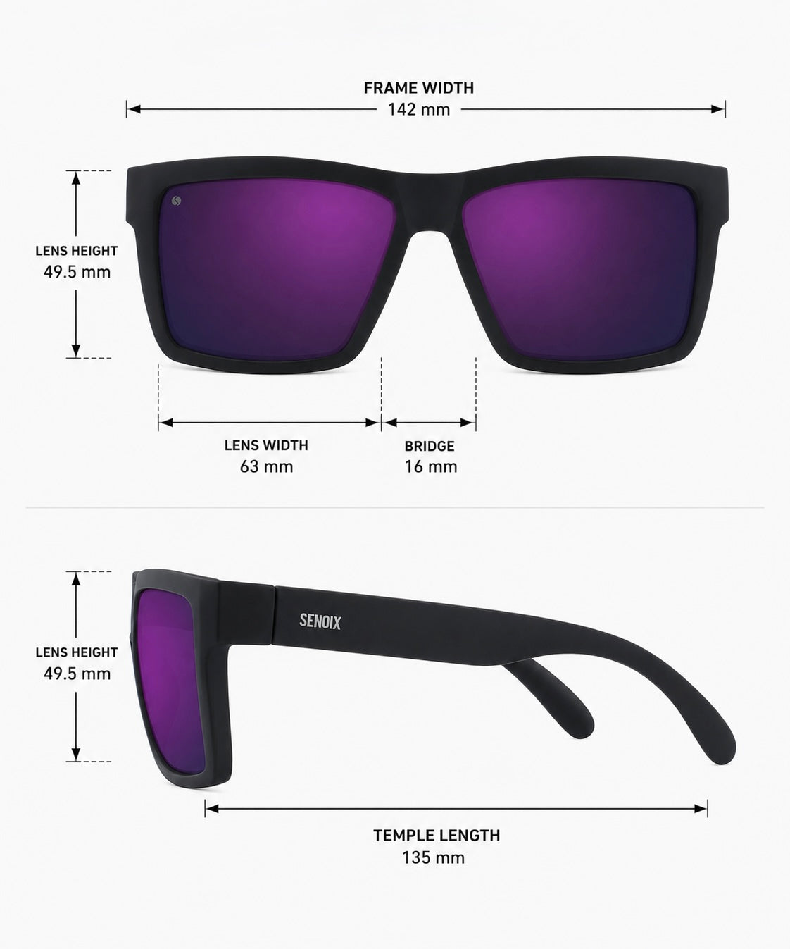 SENOIX Active Black Polarized Sunglasses 