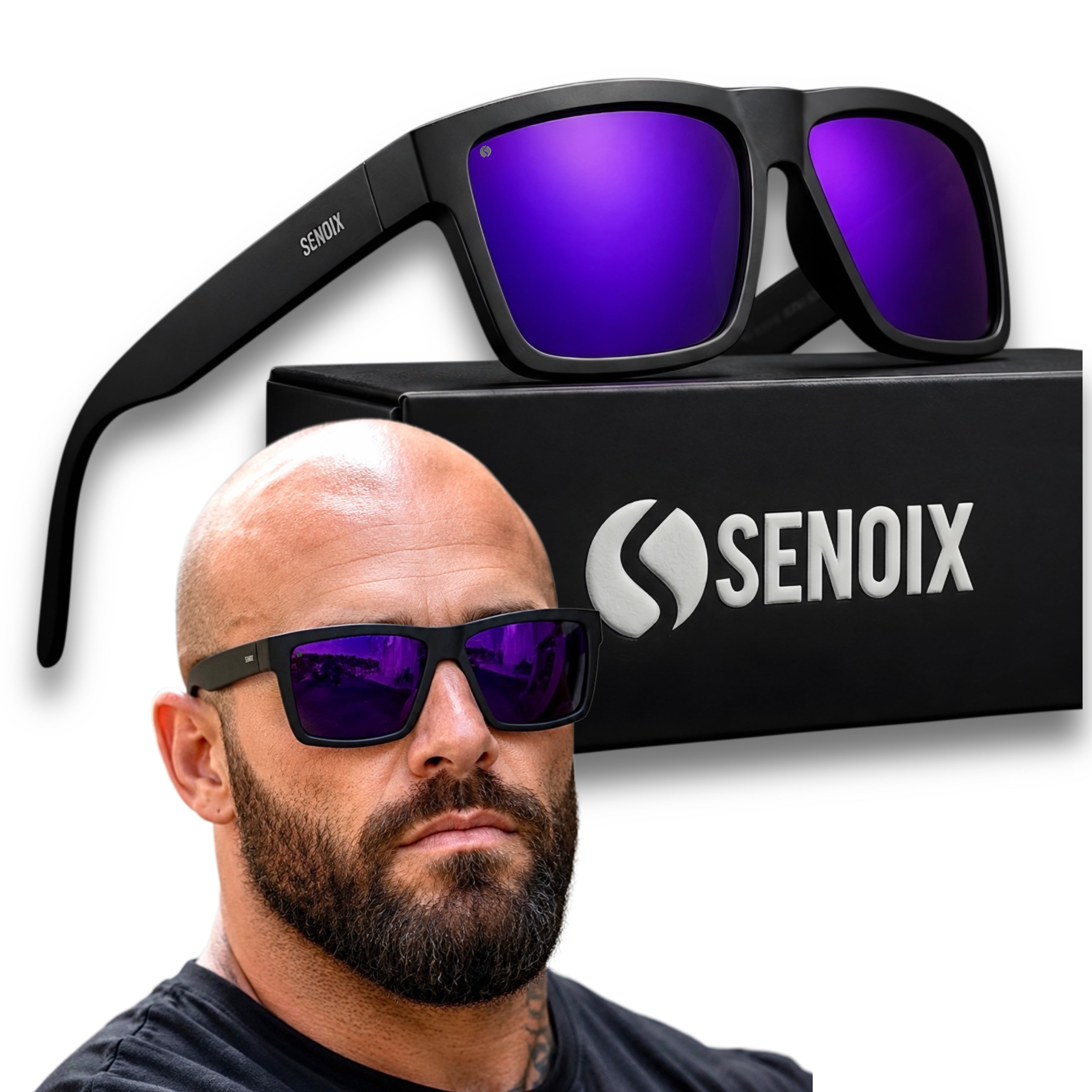 SENOIX Active Black Polarized Sunglasses 